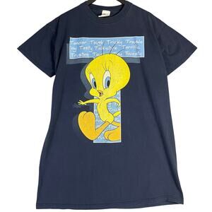 Vintage 1998 Tweety Bird Looney Tunes Tee OSFM Blue‎ T-Shirt Warner Bros 90s